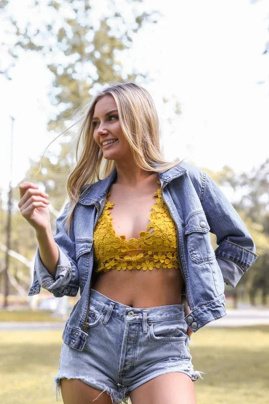 Crochet Daisy Longline Bralette - The Doll House Boutique