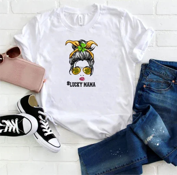 LUCKYMAMA Sunglass Mama Graphic Crew Neck Tee - The Doll House Boutique