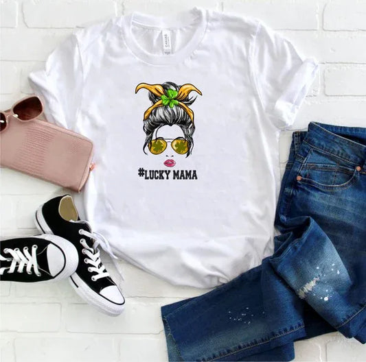 LUCKYMAMA Sunglass Mama Graphic Crew Neck Tee - The Doll House Boutique