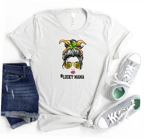 LUCKYMAMA Sunglass Mama Graphic Crew Neck Tee - The Doll House Boutique
