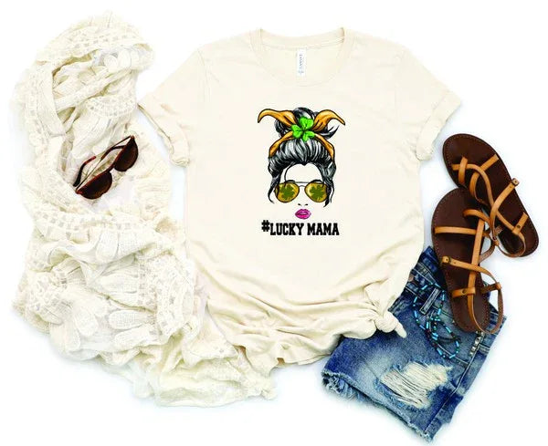 LUCKYMAMA Sunglass Mama Graphic Crew Neck Tee - The Doll House Boutique