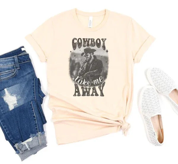 Cowboy Take Me Away Rip Wheeler Tee - The Doll House Boutique