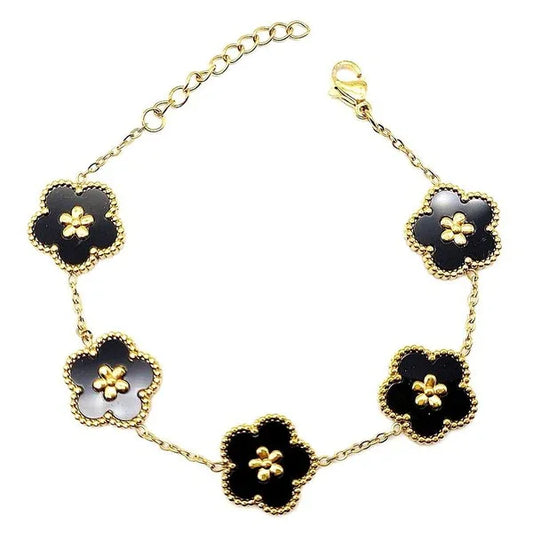 Flower Linked Stainless Steel Chain Bracelet - The Doll House Boutique