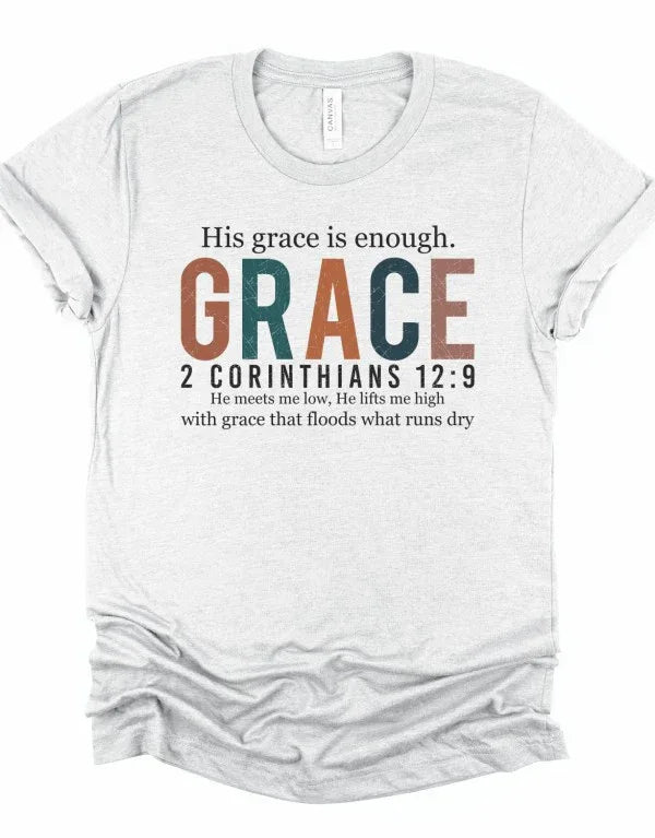 His Grace is Enough Bella Canvas Graphic Tee - The Doll House Boutique