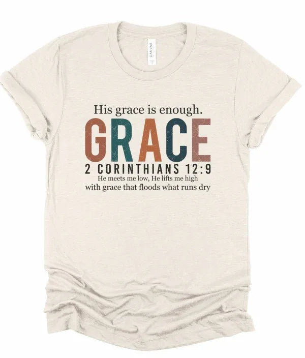 His Grace is Enough Bella Canvas Graphic Tee - The Doll House Boutique
