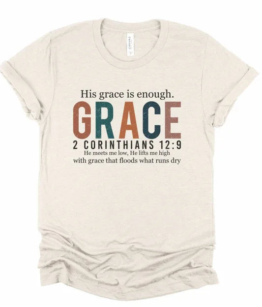 His Grace is Enough Bella Canvas Graphic Tee - The Doll House Boutique