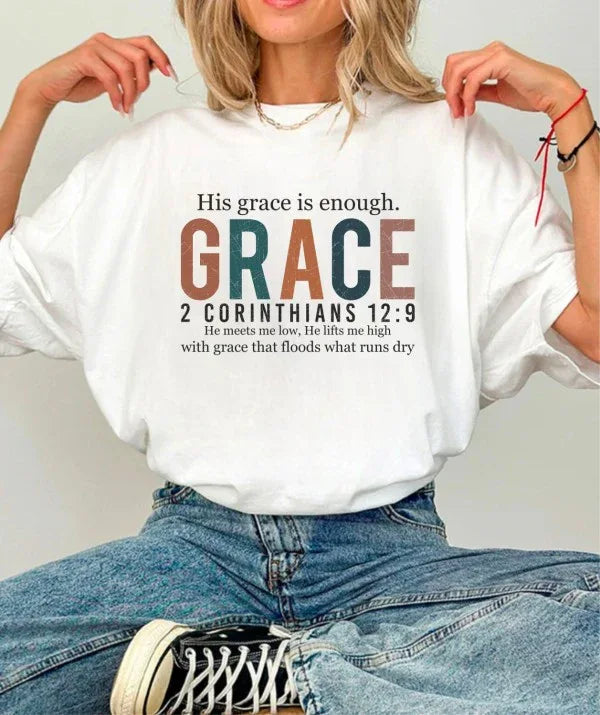 His Grace is Enough Bella Canvas Graphic Tee - The Doll House Boutique