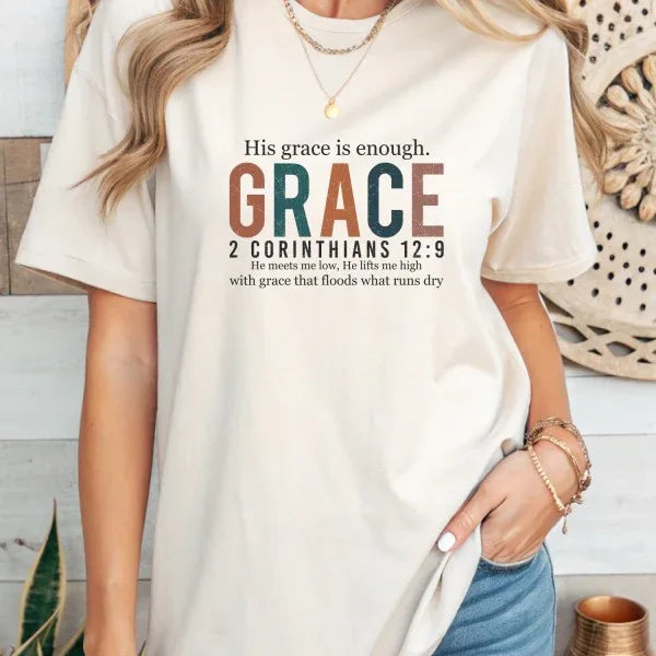 His Grace is Enough Bella Canvas Graphic Tee - The Doll House Boutique