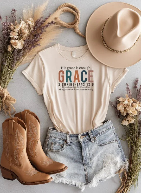 His Grace is Enough Bella Canvas Graphic Tee - The Doll House Boutique