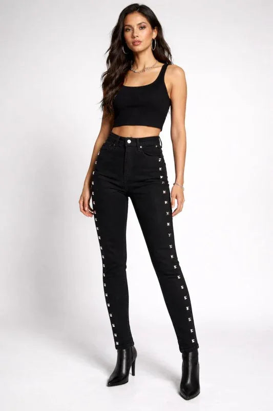 High Rise Studded Skinny Jean - The Doll House Boutique