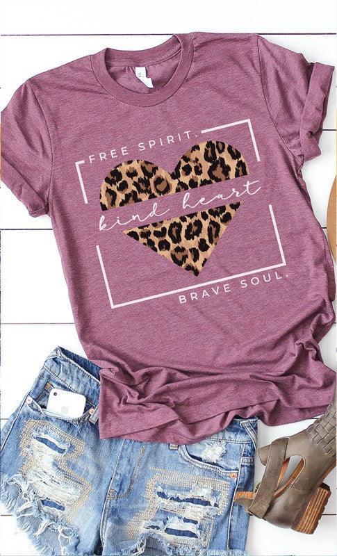 Free Spirit Leopard Heart Graphic Tee PLUS - The Doll House Boutique
