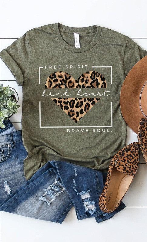 Free Spirit Leopard Heart Graphic Tee PLUS - The Doll House Boutique