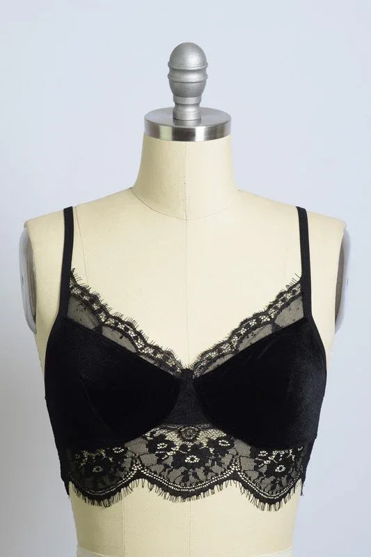Velvet and Lace Half Cami - The Doll House Boutique