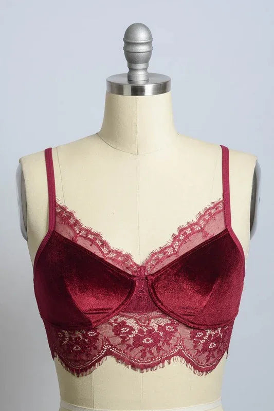 Velvet and Lace Half Cami - The Doll House Boutique