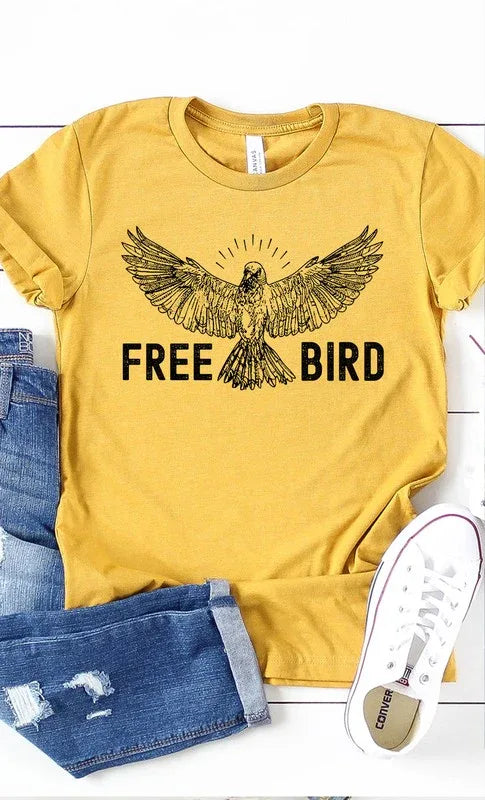 Retro Free Bird Graphic Tee PLUS - The Doll House Boutique