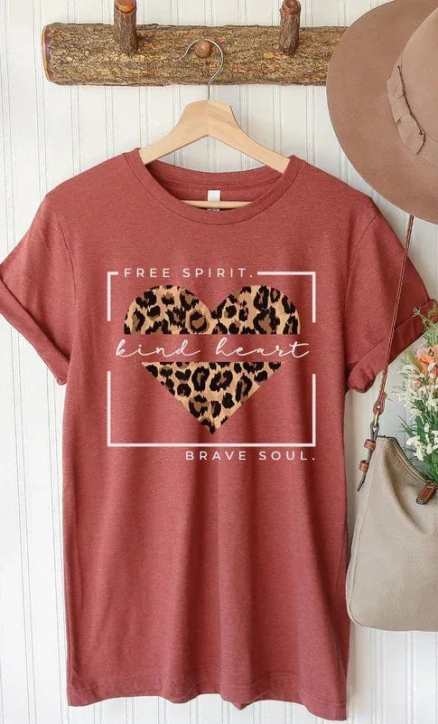 Free Spirit Leopard Heart Graphic Tee PLUS - The Doll House Boutique