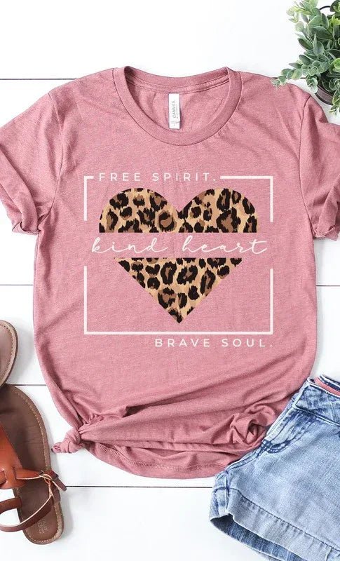 Free Spirit Leopard Heart Graphic Tee PLUS - The Doll House Boutique
