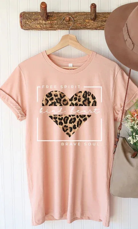 Free Spirit Leopard Heart Graphic Tee PLUS - The Doll House Boutique