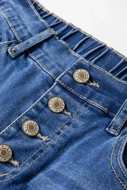 Denim Buttoned Fly Tapered Barrel Leg Jeans - The Doll House Boutique