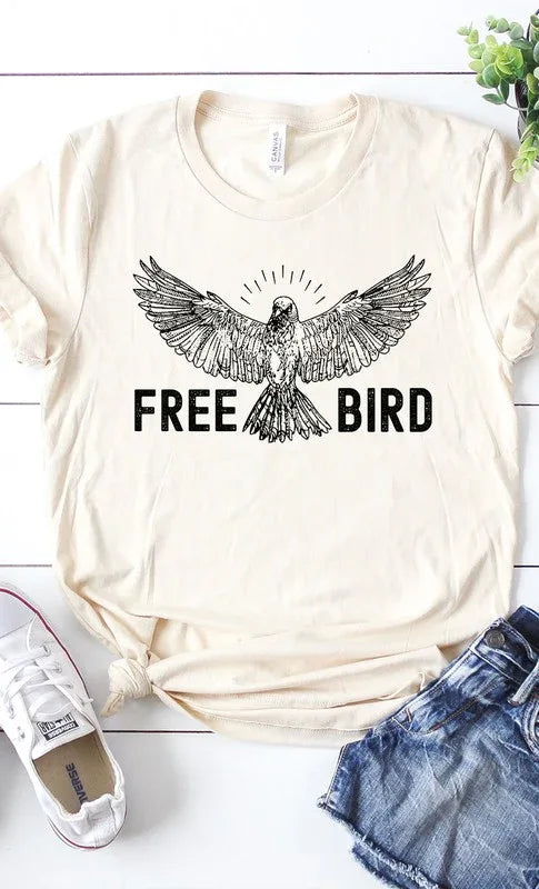 Retro Free Bird Graphic Tee PLUS - The Doll House Boutique