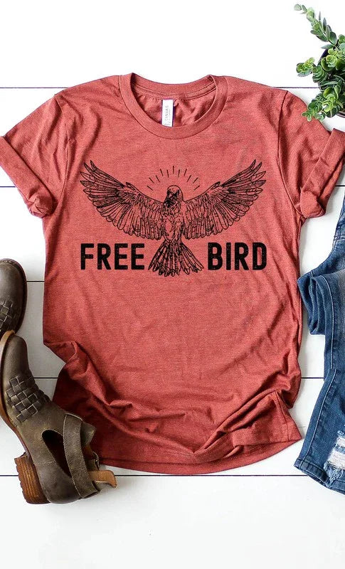 Retro Free Bird Graphic Tee PLUS - The Doll House Boutique