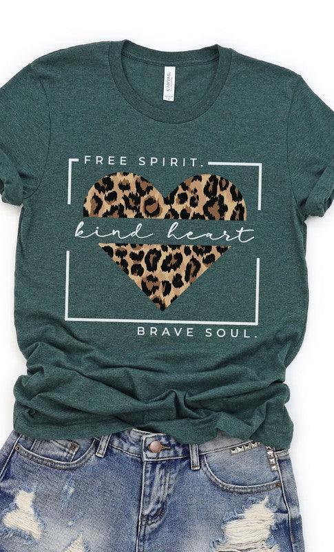 Free Spirit Leopard Heart Graphic Tee PLUS - The Doll House Boutique