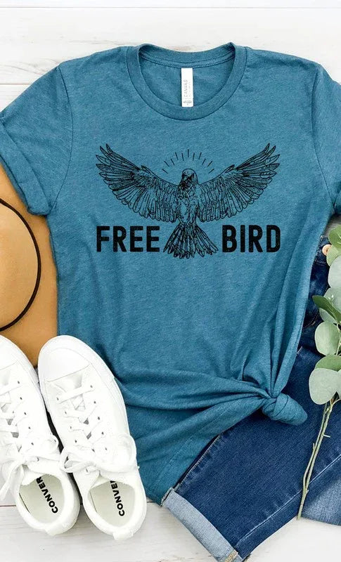 Retro Free Bird Graphic Tee PLUS - The Doll House Boutique