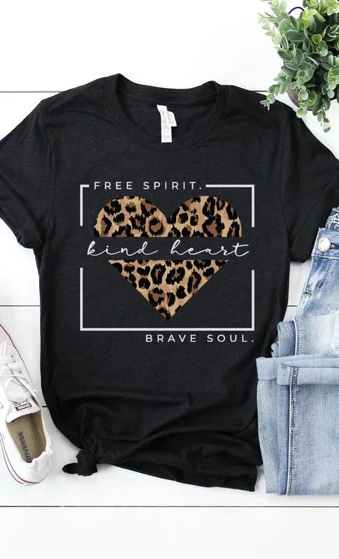 Free Spirit Leopard Heart Graphic Tee PLUS - The Doll House Boutique